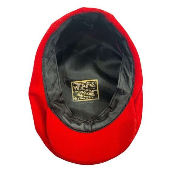 Pendleton Red Newsboy Cabbie Wool Ivy Flat Cap Hat USA Made Vintage Size Large - Picture 4 of 5